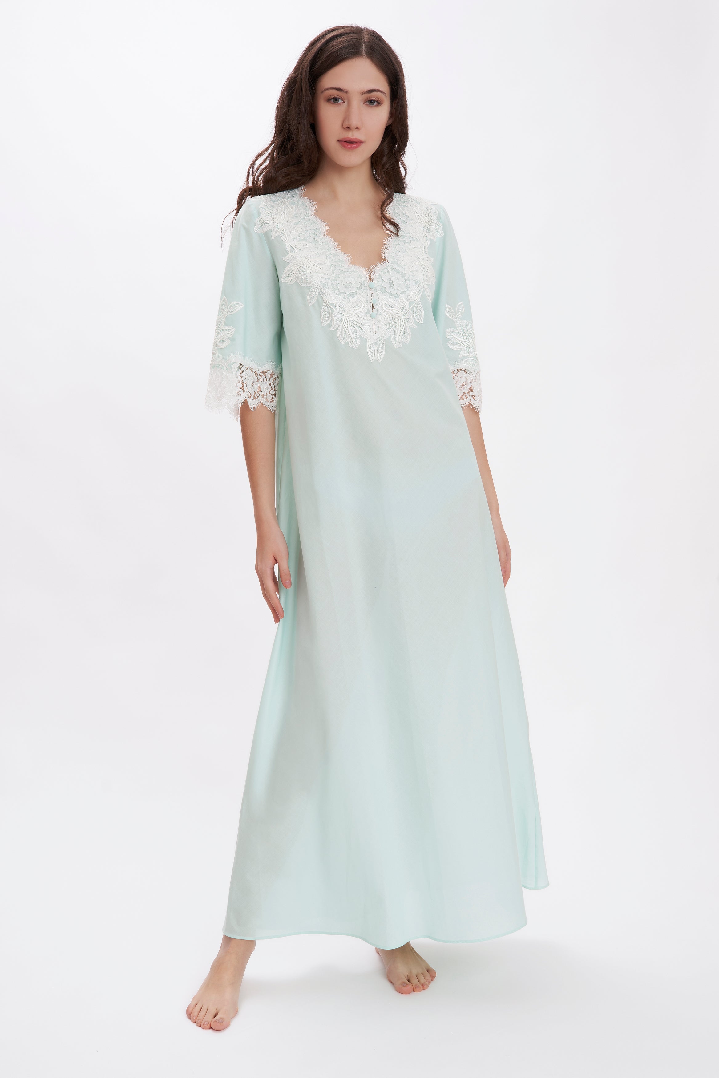Nempophila - Mussola Cotton Nightgown – Flora Lastraioli Shop Online