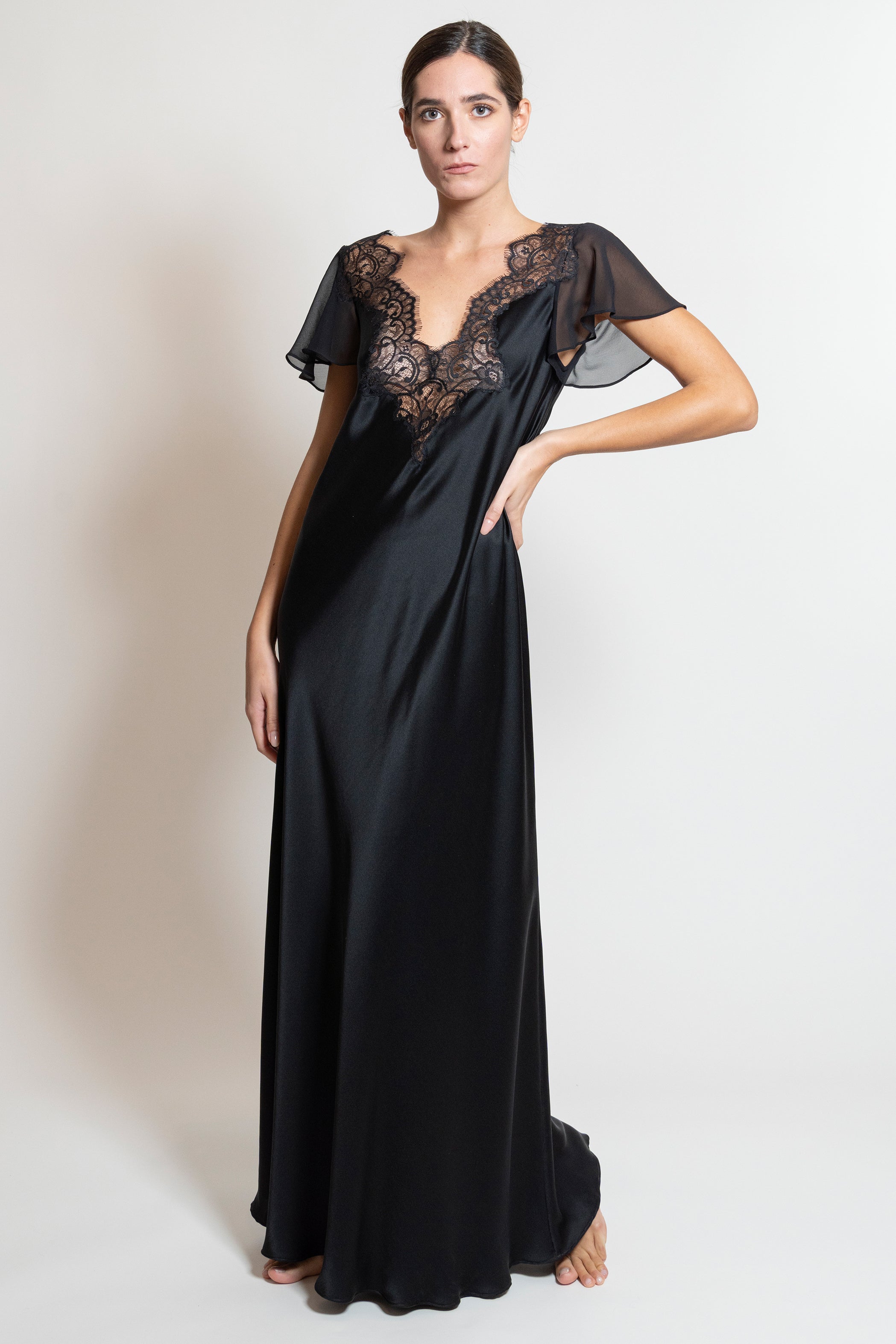 Russian Black Premium Satin Nighty With Floral Print All Over From Libas  Loungewear - ST085