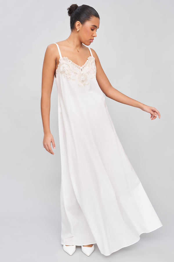 White Prosperity - Mussola Cotton Nightgown