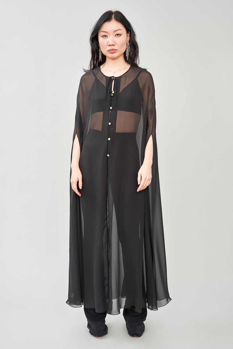 Silk Georgette Cape with Swarovsky