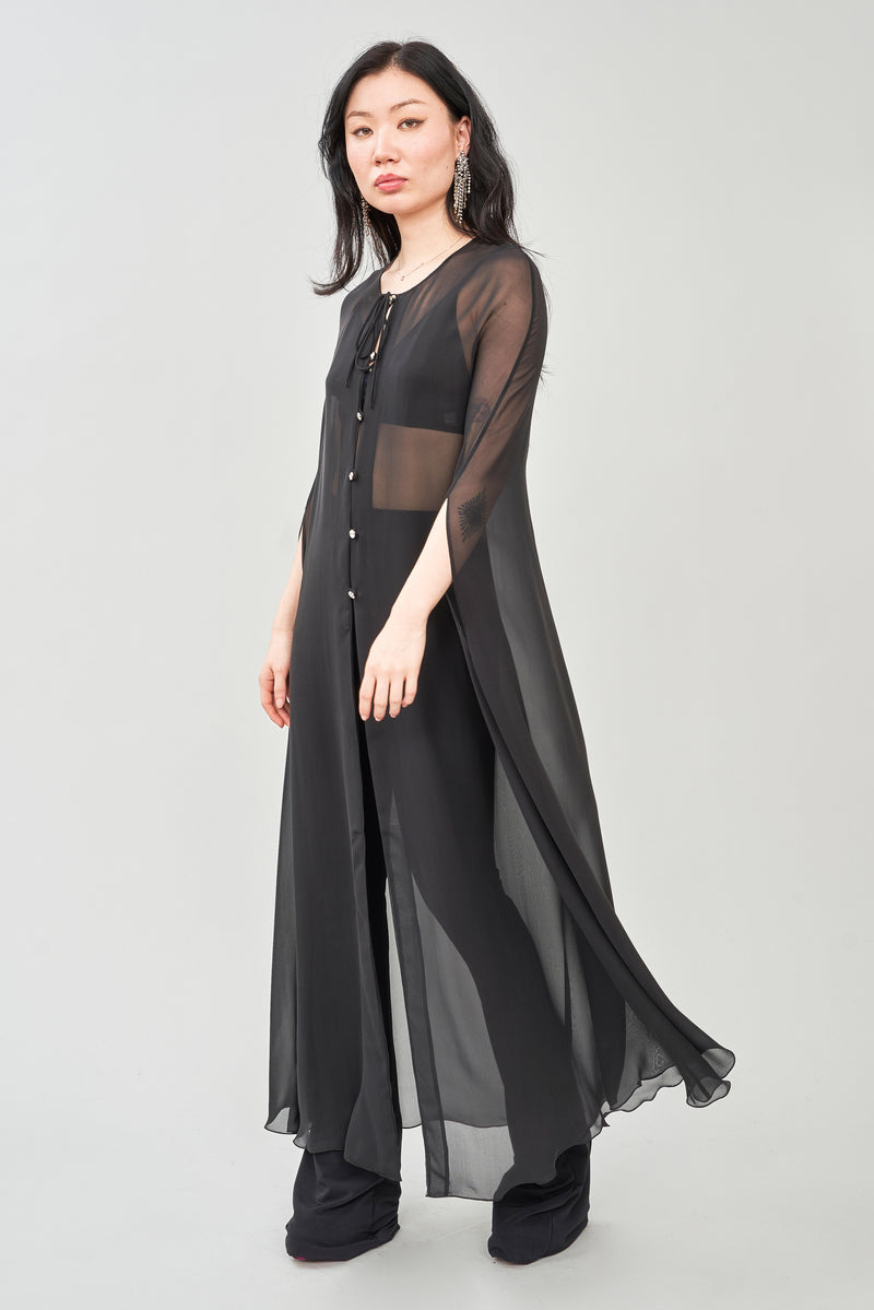 Silk Georgette Cape with Swarovsky