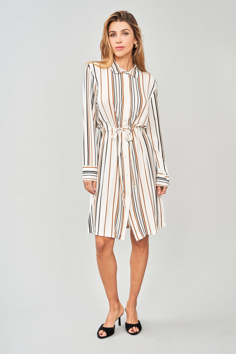 Stripes Viscose Jersey Short Dress