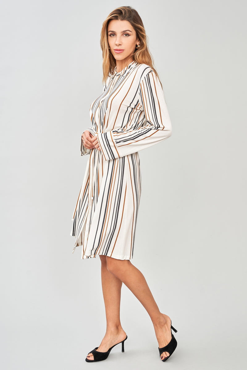 Stripes Viscose Jersey Short Dress