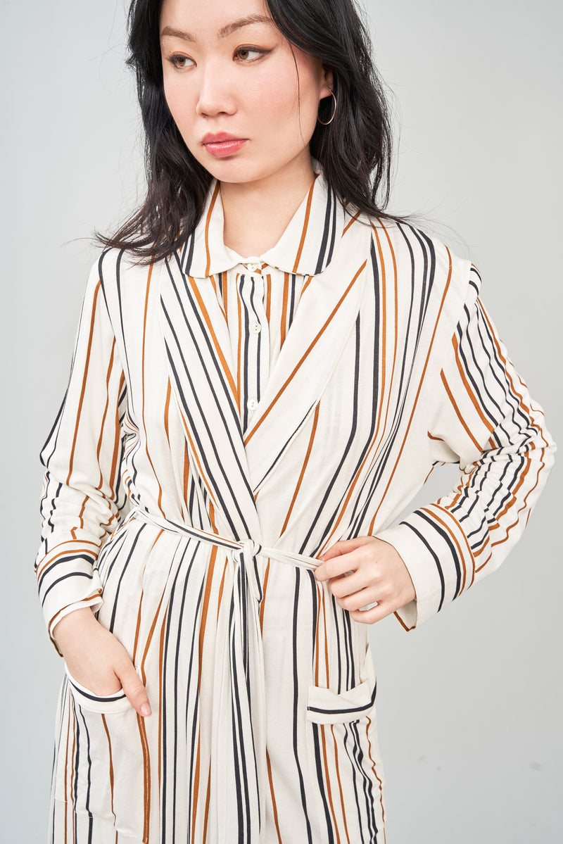 Stripes Viscose Jersey Long Robe