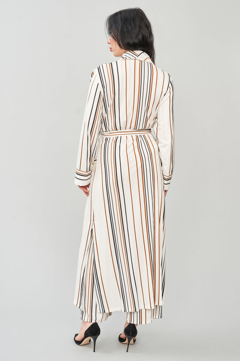 Stripes Viscose Jersey Long Robe