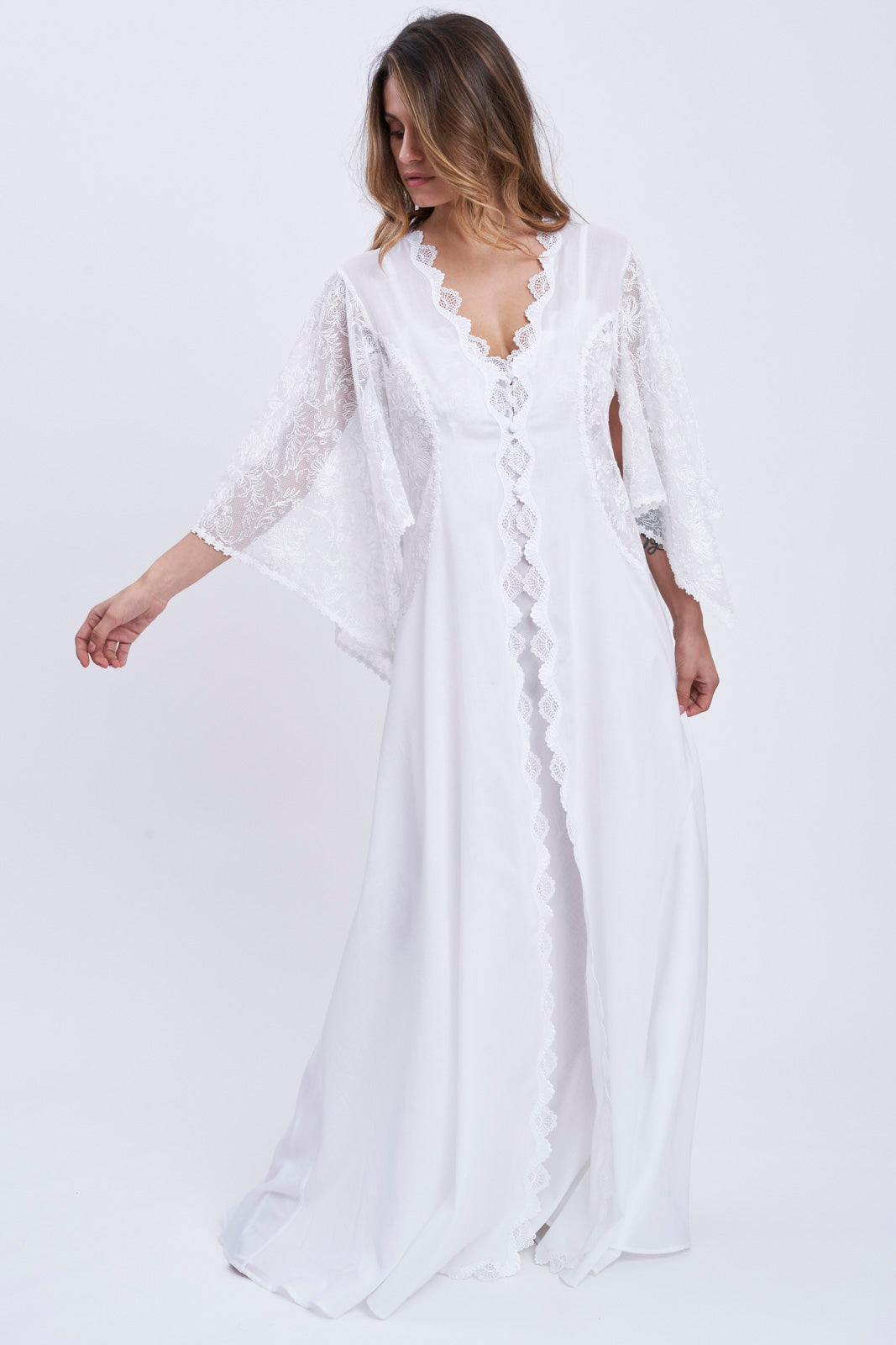 Dove Wings - Mussola Cotton Robe – Flora Lastraioli Shop Online